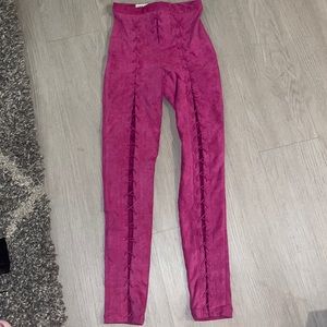 Pink suede lace up leggings house OF CB